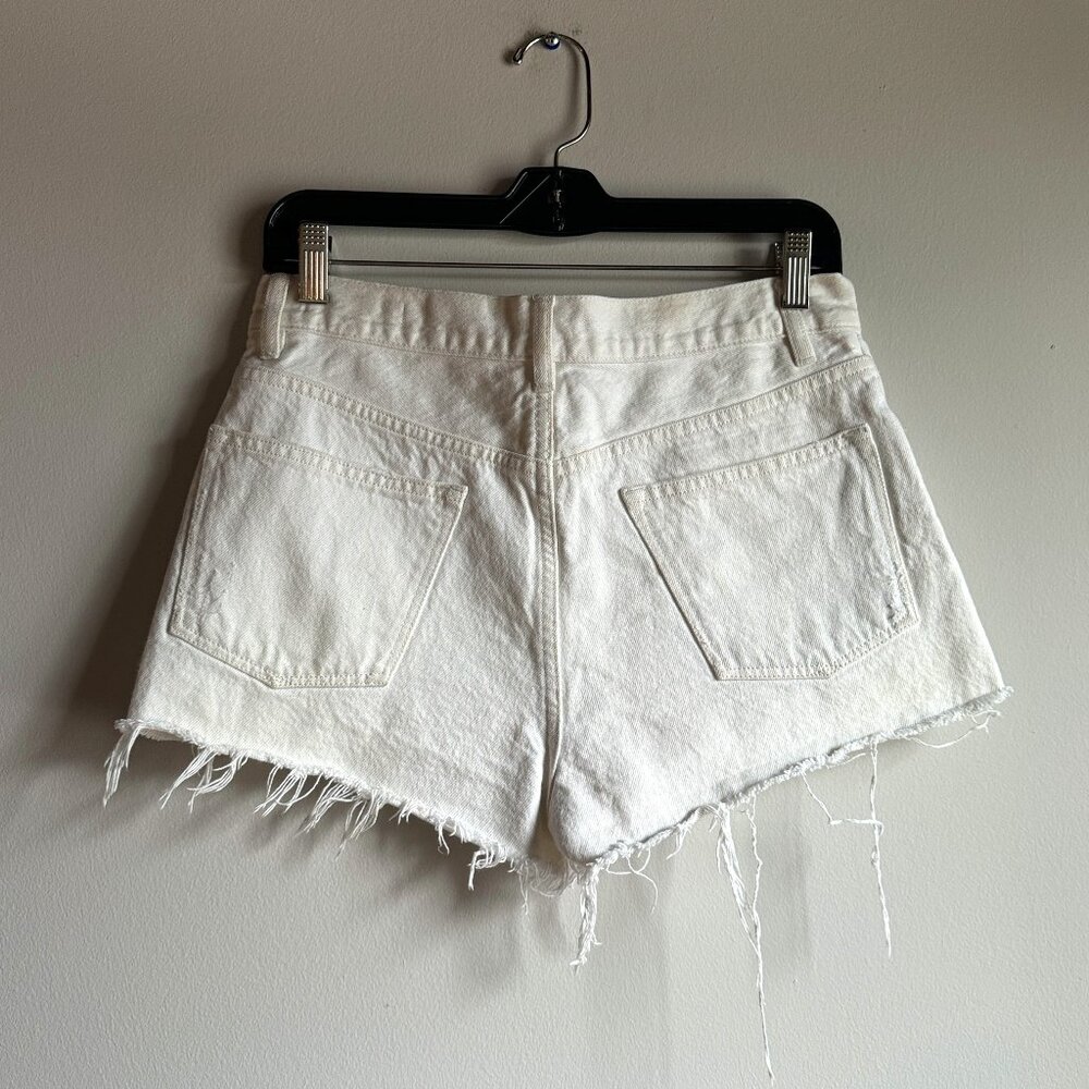 All Saints White Distressed Denim Jean Shorts